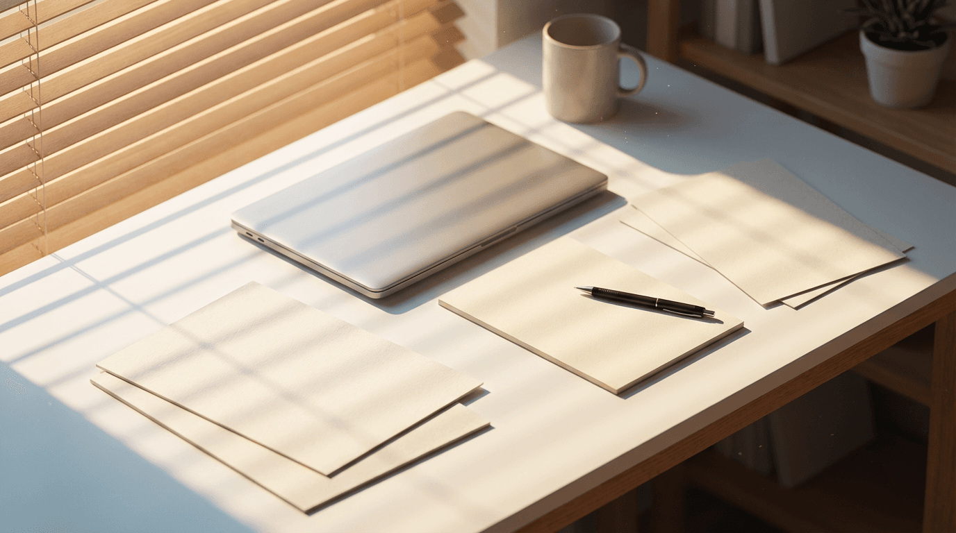 Workspace with laptop in a clean office