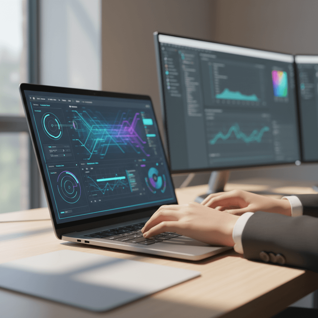 IT consultant reviewing network diagrams with a client in a modern Los Angeles office